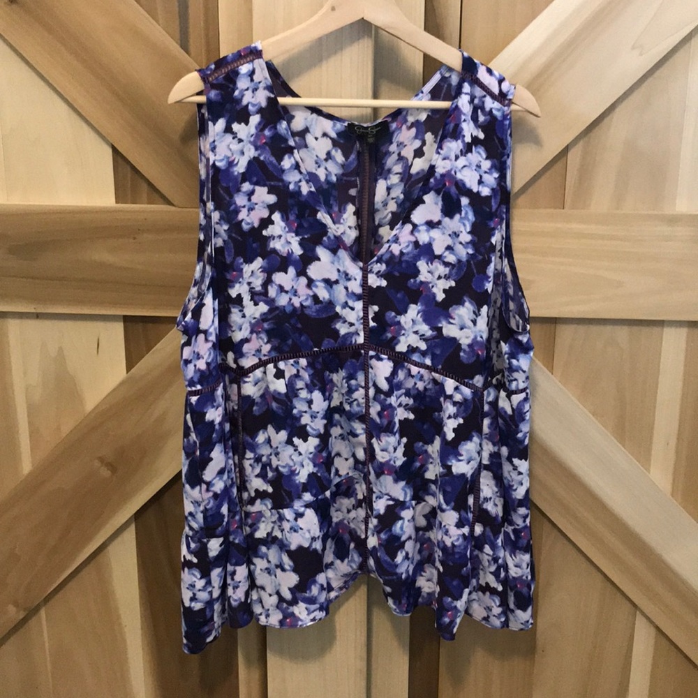 Plus Size Floral Tiered Sleeveless Blouse Tank Top